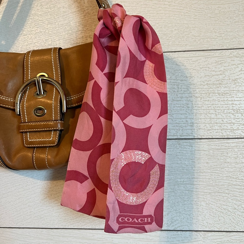 Coach pink silk scarf with sequin C